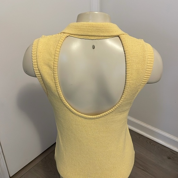 Zara Perforated Mini Yellow Sweater Sleeveless Dress Medium - Picture 7 of 9